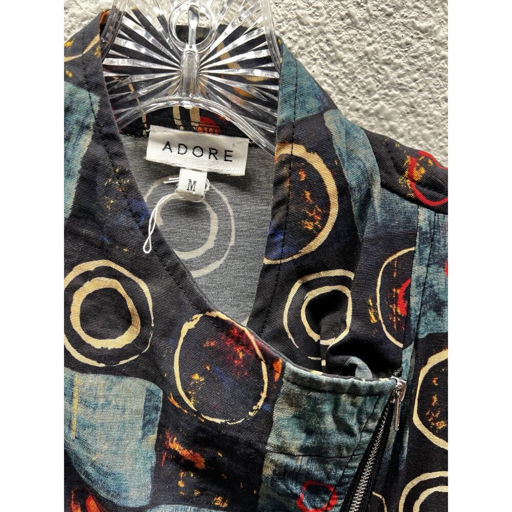 Adore Abstract Jacket M Asymmetrical Zip Artsy Circles Tunic Top - Picture 4 of 9
